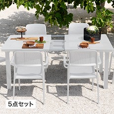 レバンテ テーブル＆チェアー5点セット ホワイト /D