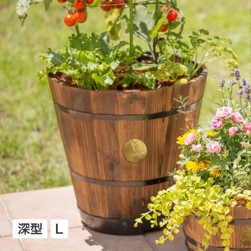 ウッドバレルプランター 深型L